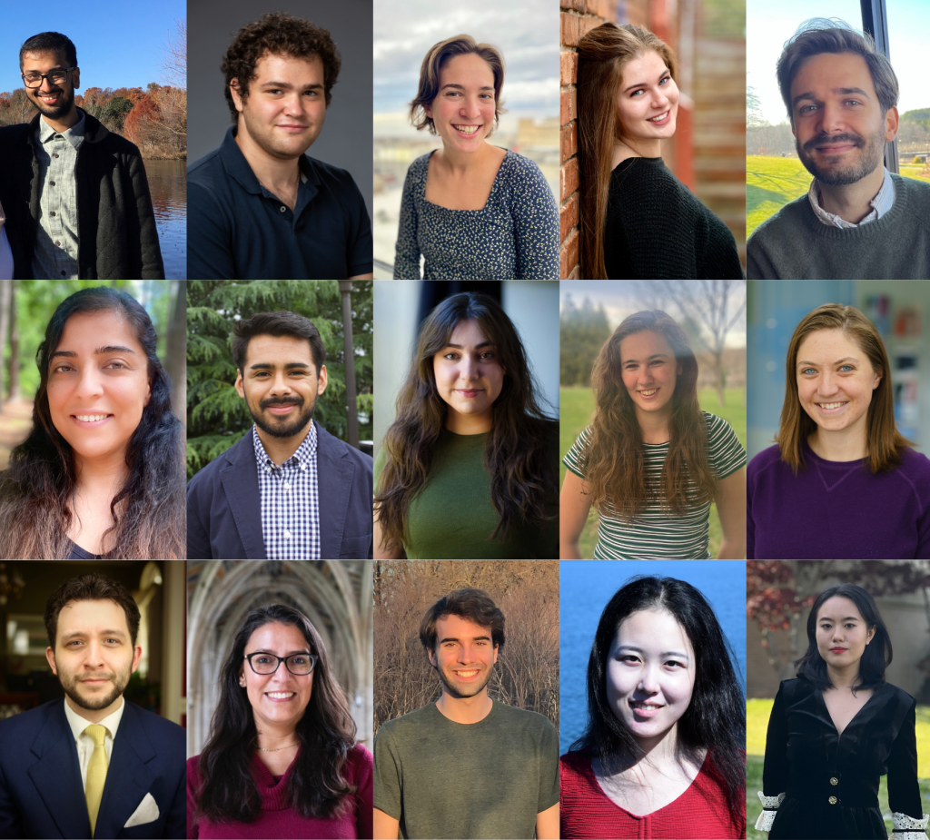 Composite image of all 15 climate change communication fellows for the fall 2023 class